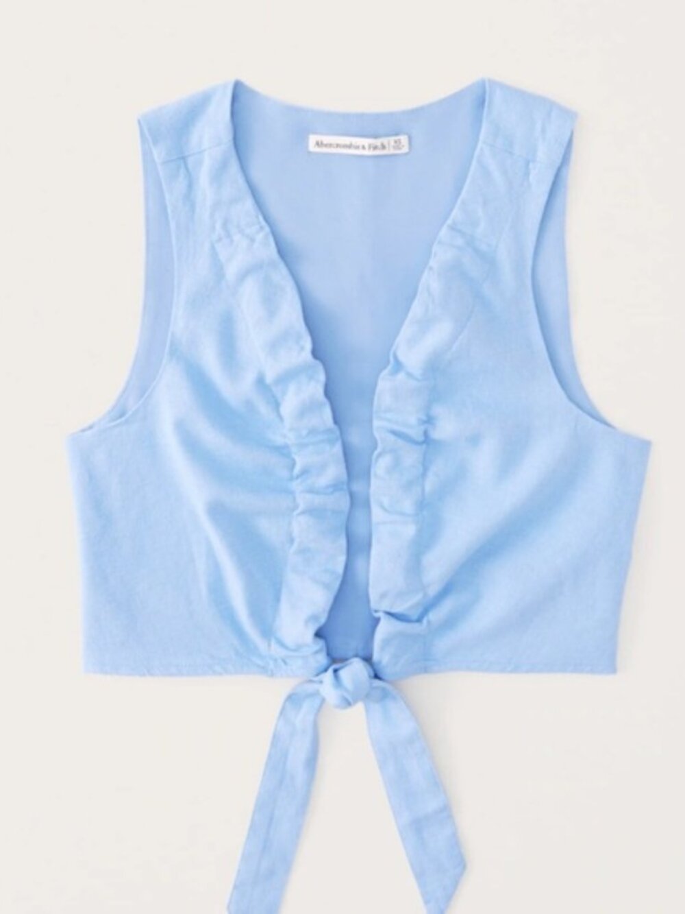 NWT Abercrombie & Fitch Sky Blue Tie-Front Cropped Vest